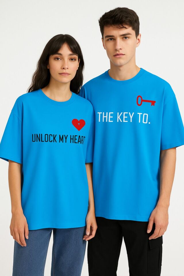 Unisex Kadın Erkek The Key To Çift Sevgili T-shirt 2'li Set Takım