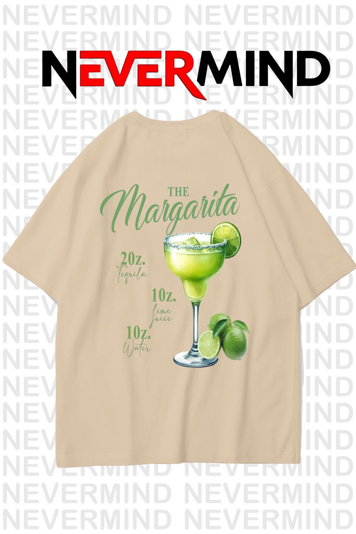 The Margarita Baskılı Oversize Tişört - %100 Pamuk Unisex