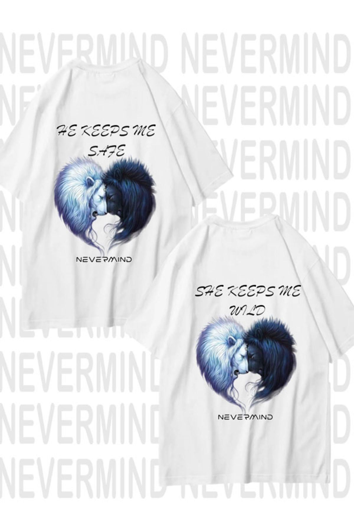 He Keeps Me Safe / She Keeps Me Wild – Unisex Çift Tişörtü 2'li