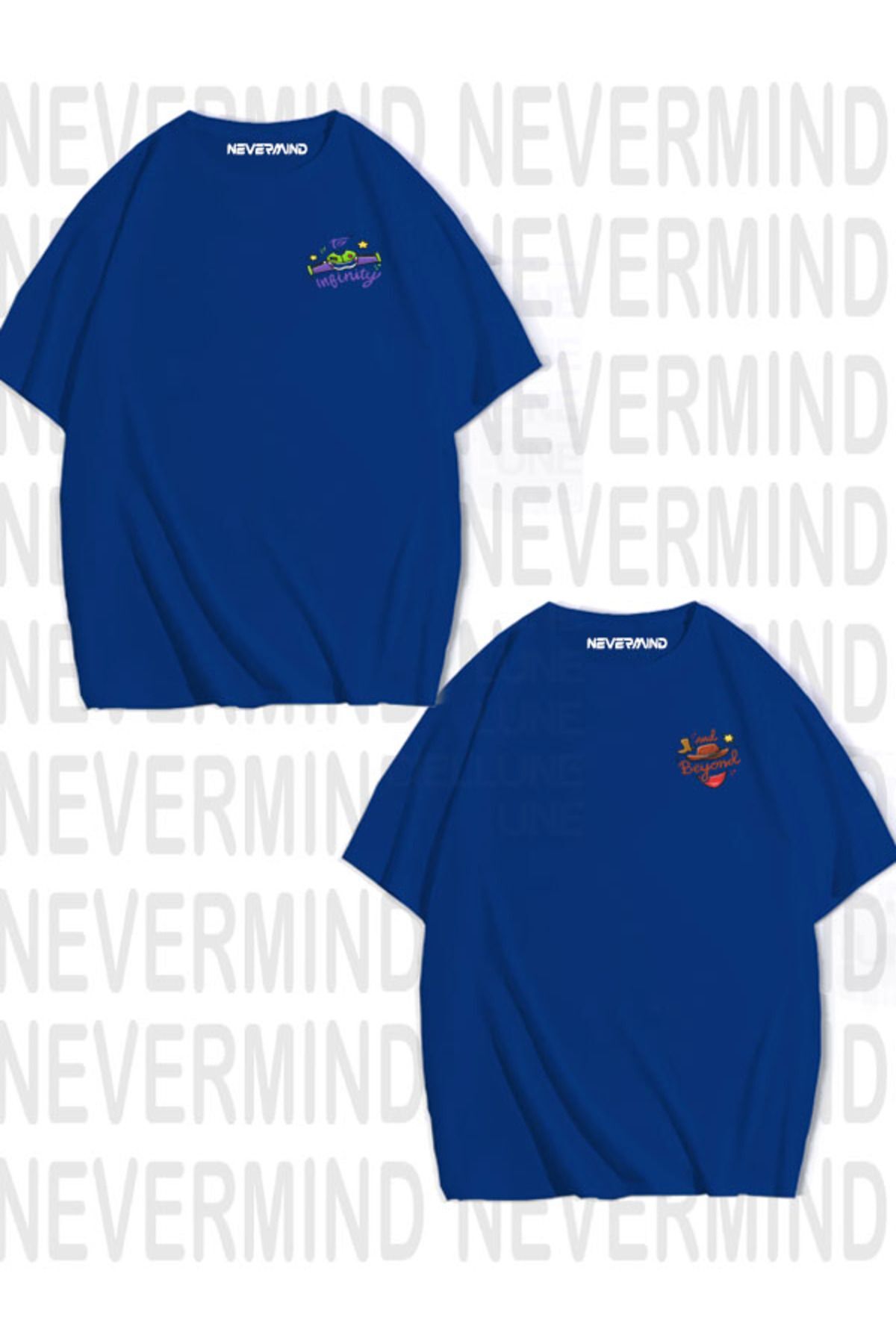 Unisex To Infinity & Beyond Ön Baskılı Sevgili Çift Kombini Tasarım Oversize Tshirt 2'li