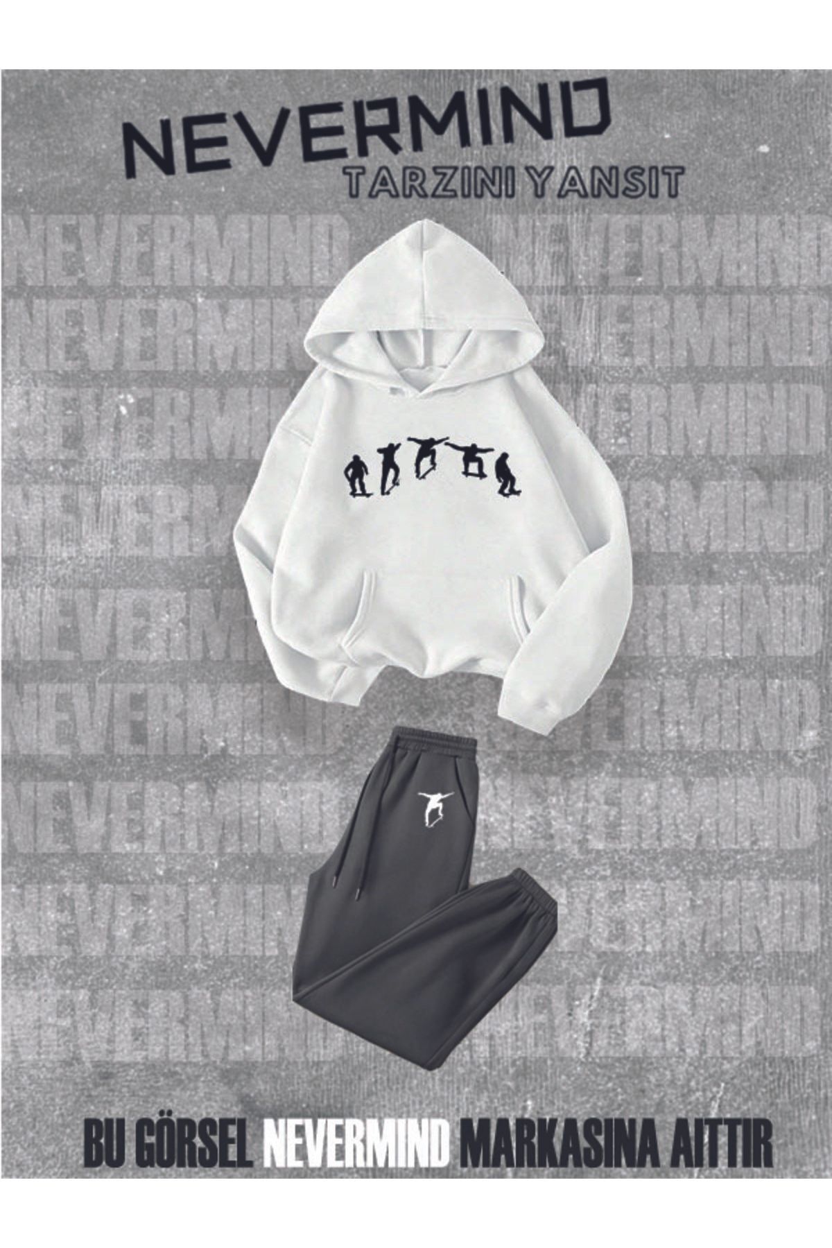 Eşofman Takımı Sweatshirt Jogger - Oversize Pamuk Skate Baskılı Sweatshirt-Jogger Alt