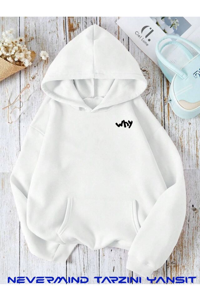 Unisex Whe Are you Baskılı Oversize Baskılı Kapşonlu Sweatshirt 3 Iplik