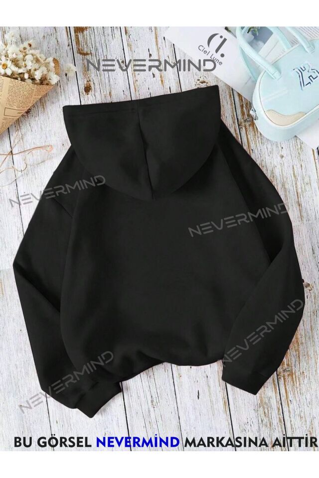 Unisex Energy Emc Baskılı Oversize Baskılı Kapşonlu Sweatshirt 3 Iplik