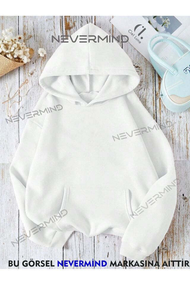 Unisex Cosmic Space Baskılı Oversize Baskılı Kapşonlu Sweatshirt 3 Iplik
