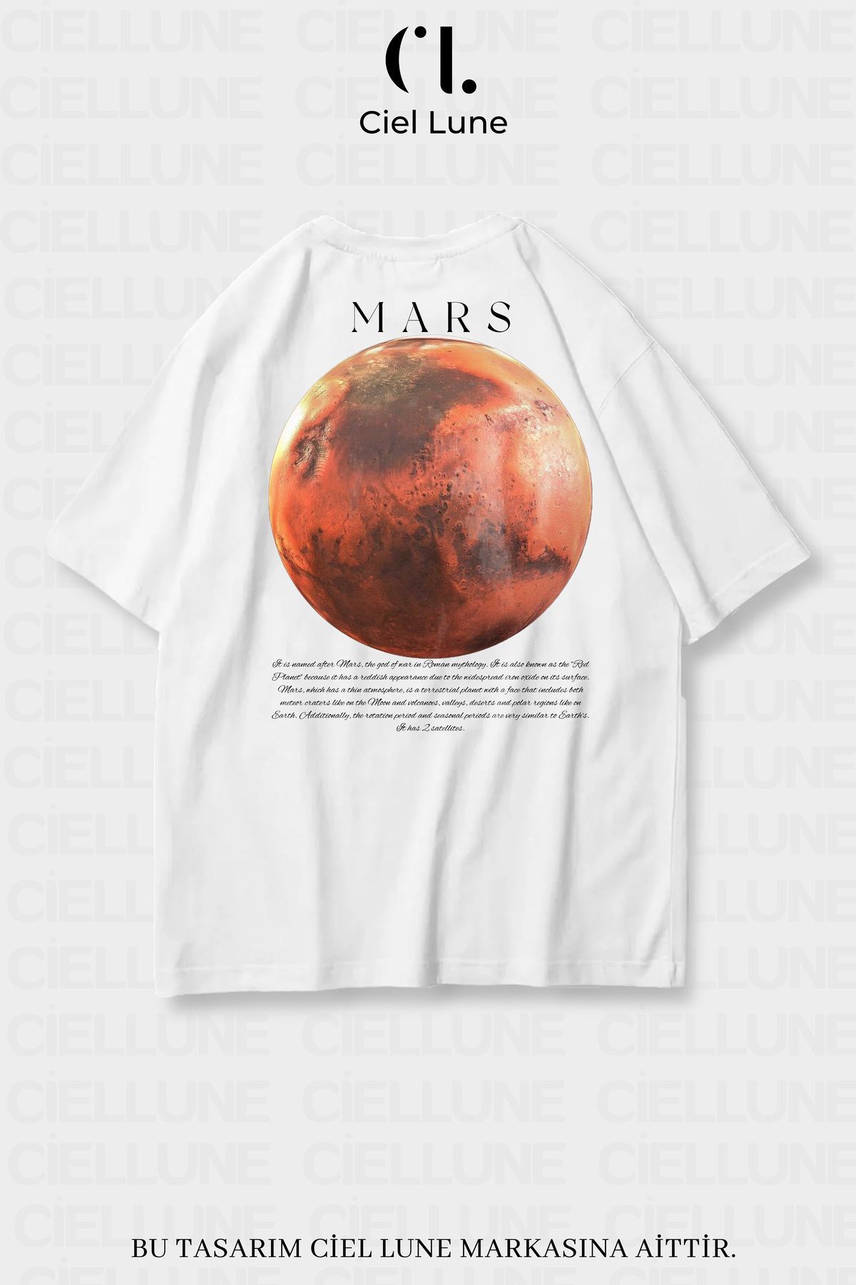 Unisex Kadın Erkek Mars Baskılı Özel Tasarım Oversize T-shirt
