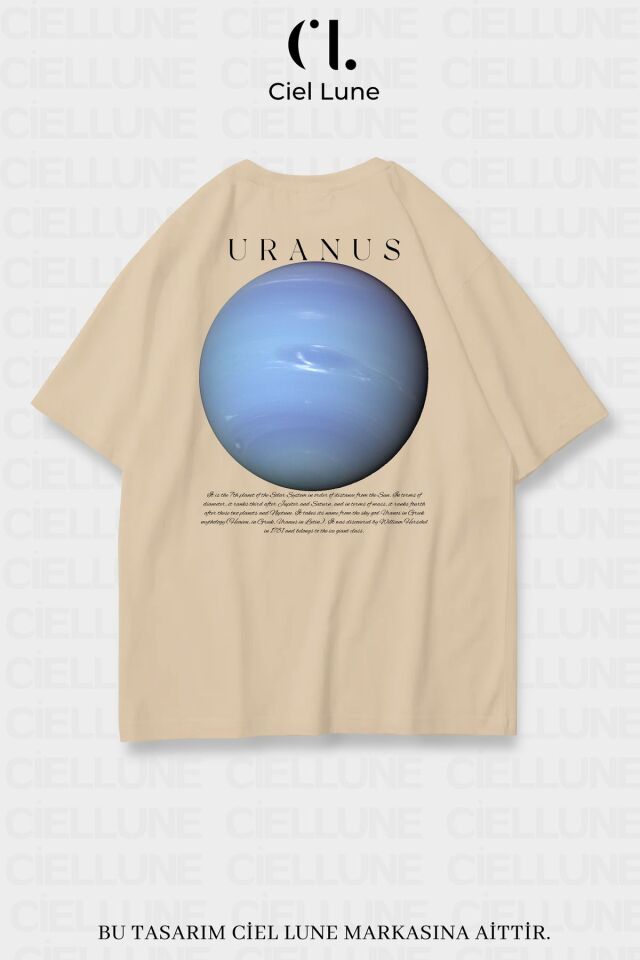 Unisex Kadın Erkek Uranüs Baskılı Özel Tasarım Oversize T-shirt