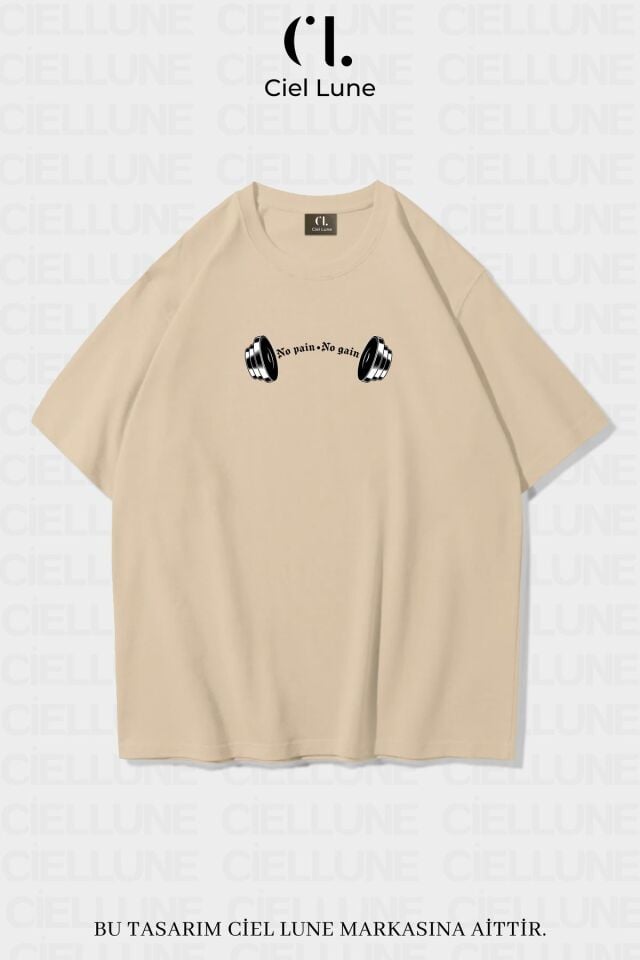 Unisex Kadın Erkek No Rain No Gain Baskılı Özel Tasarım Oversize T-shirt