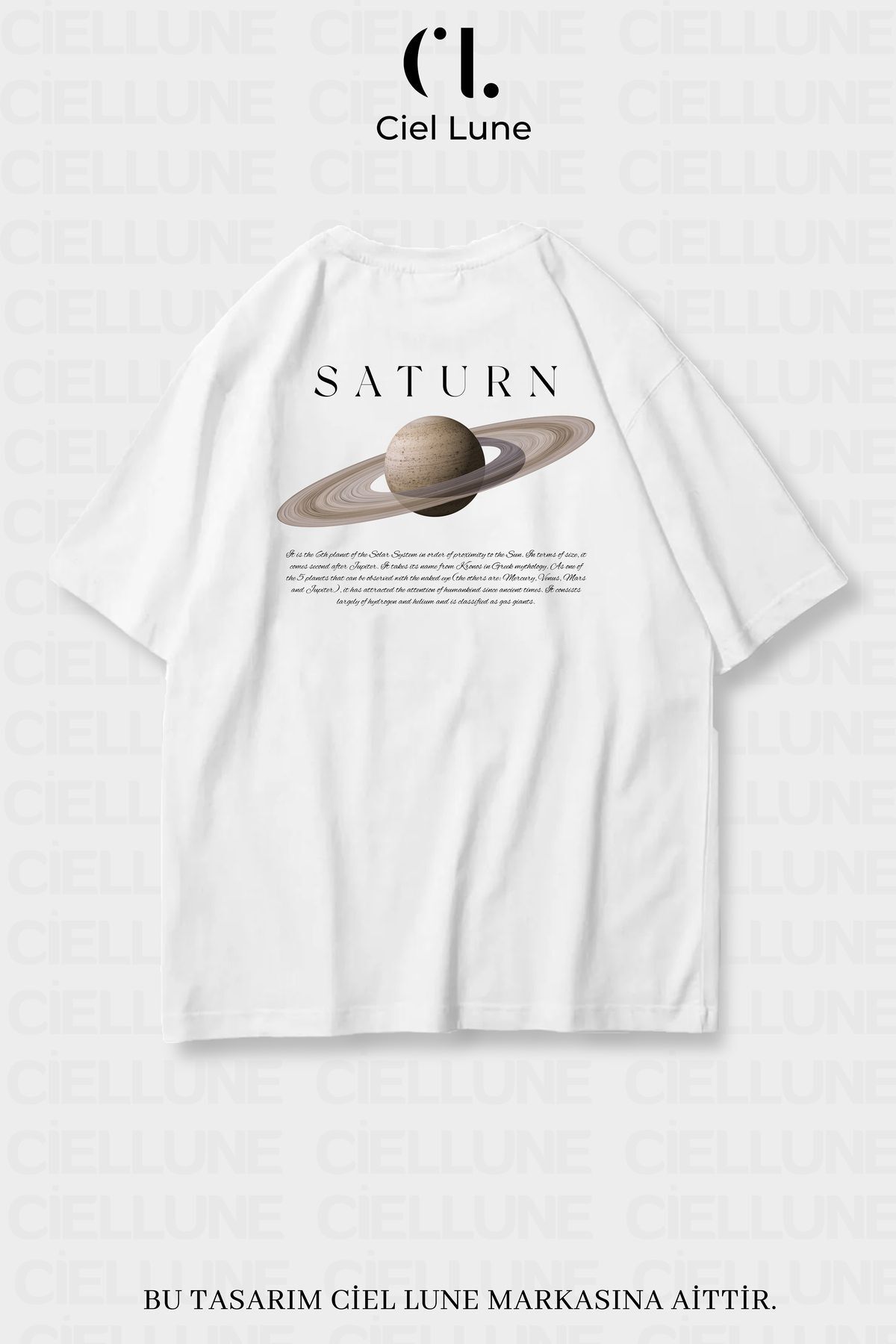 Unisex Kadın Erkek Saturn Baskılı Özel Tasarım Oversize T-shirt