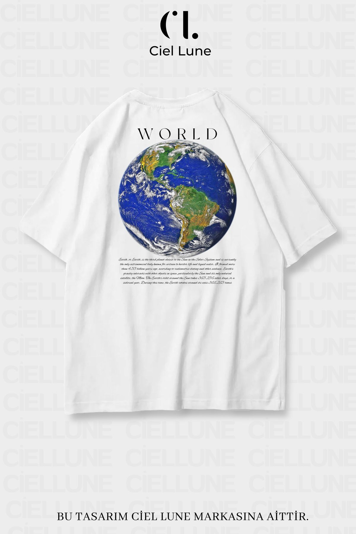 Unisex Kadın Erkek World Baskılı Özel Tasarım Oversize T-shirt