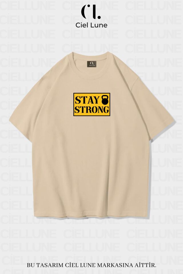 Unisex Kadın Erkek Stay Strong Baskılı Özel Tasarım Oversize T-shirt