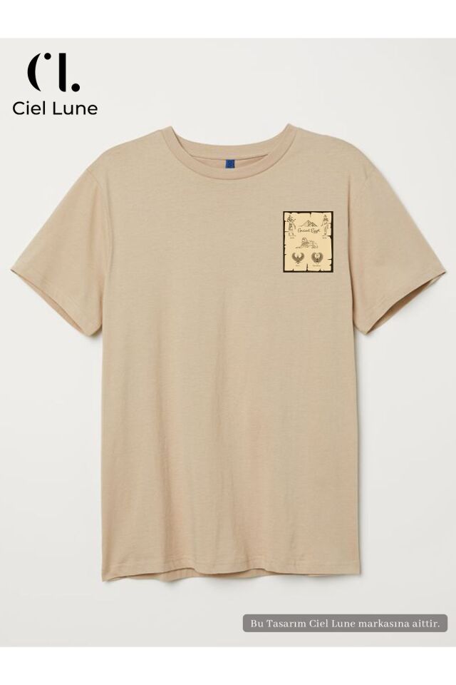 Unisex Kadın Erkek Antik Mısır Baskılı Özel Tasarım Oversize T-shirt