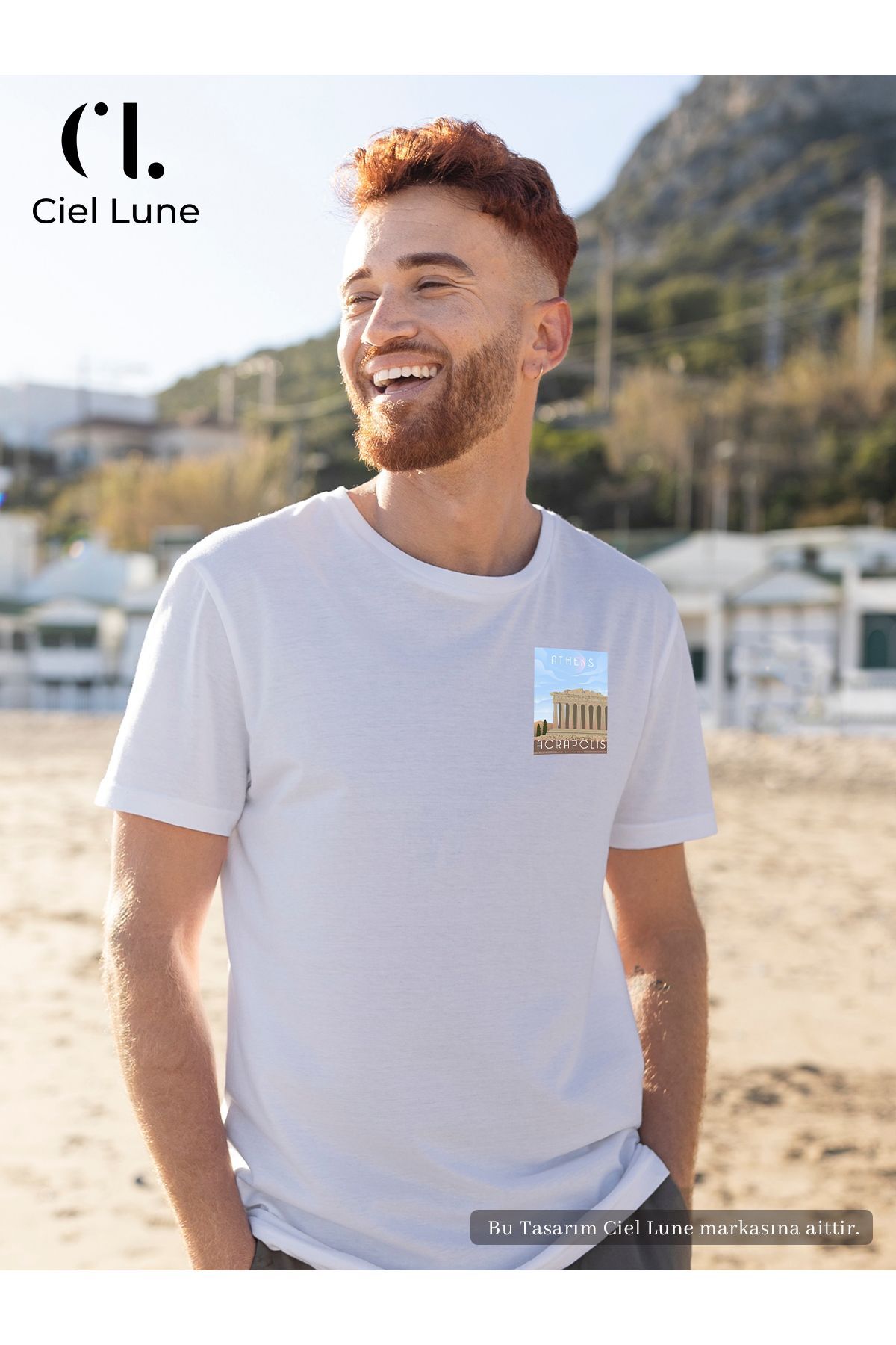 Unisex Kadın Erkek Athens Acropolis  Baskılı Özel Tasarım Oversize T-shirt