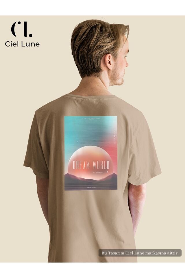 Unisex Kadın Erkek Dream World Baskılı Özel Tasarım Oversize T-shirt