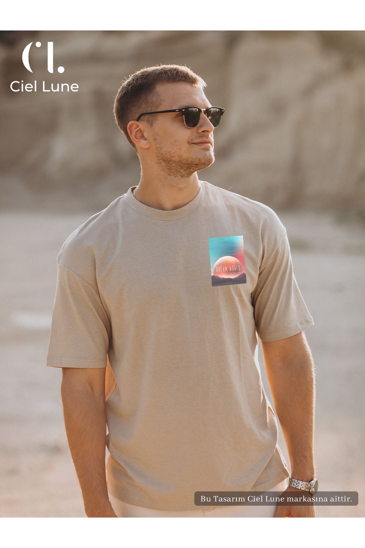 Unisex Kadın Erkek Dream World Baskılı Özel Tasarım Oversize T-shirt