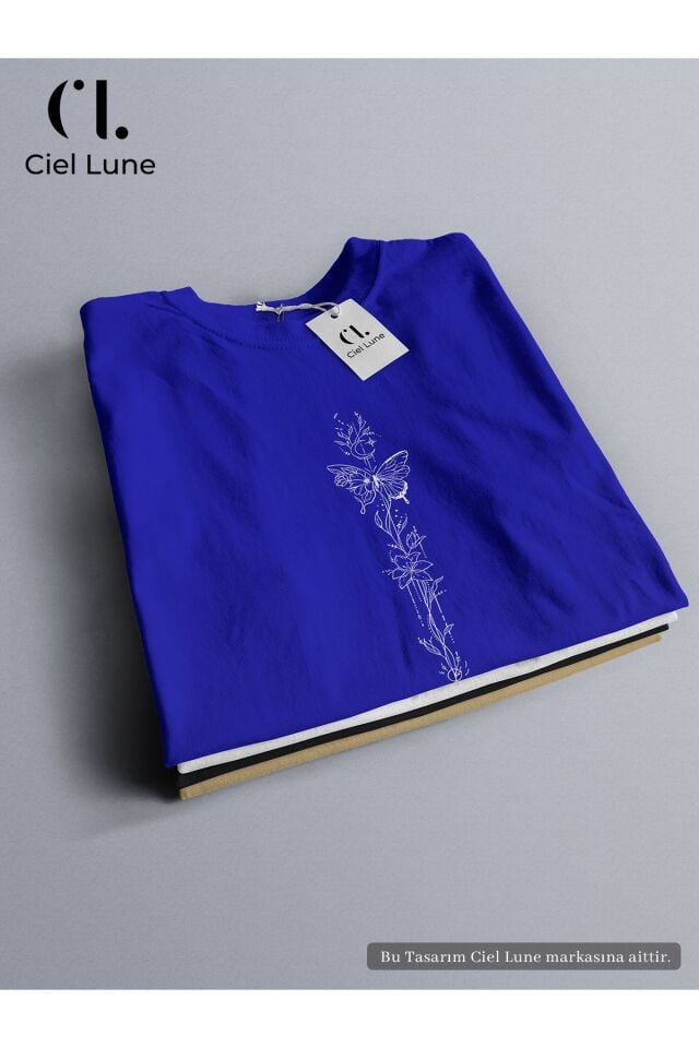 Unisex Butterfly Flower Özel Tasarım - Oversize T-Shirt