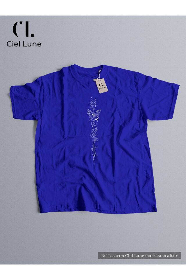 Unisex Butterfly Flower Özel Tasarım - Oversize T-Shirt