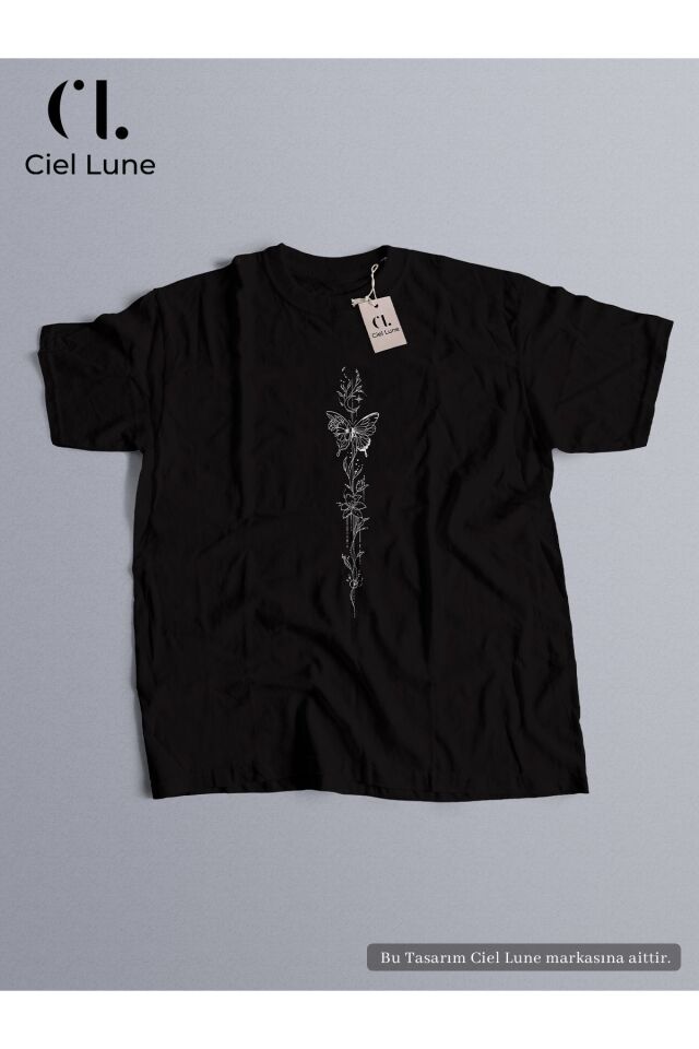 Unisex Butterfly Flower Özel Tasarım - Oversize T-Shirt