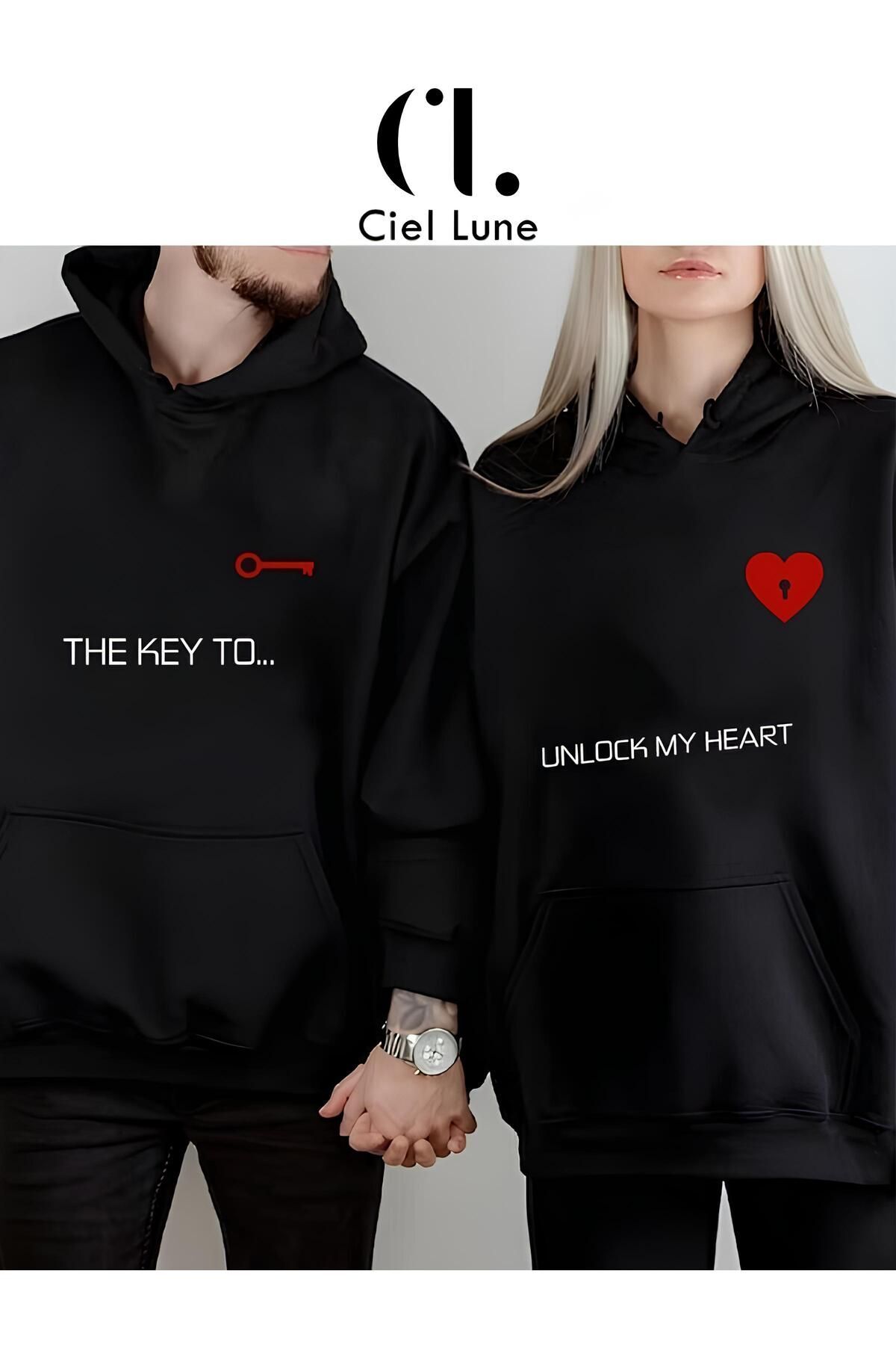 Unisex Kadın Erkek The Key To Çift Sevgili Sweatshirt 2'li Set Takım