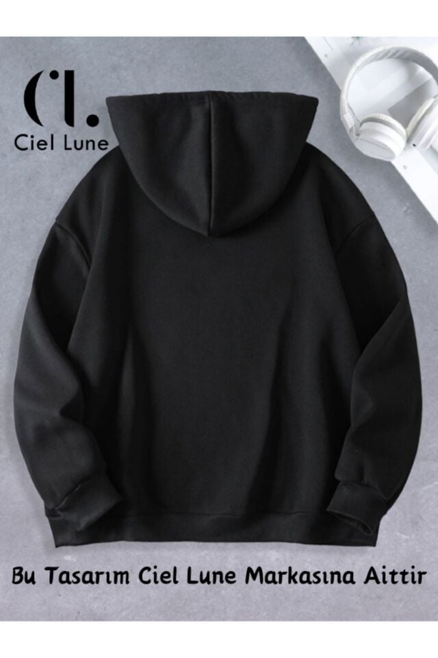 Unisex Kadın Erkek Ciel Lune Özel Tasarım Baskılı Kapşonlu Sweatshirt