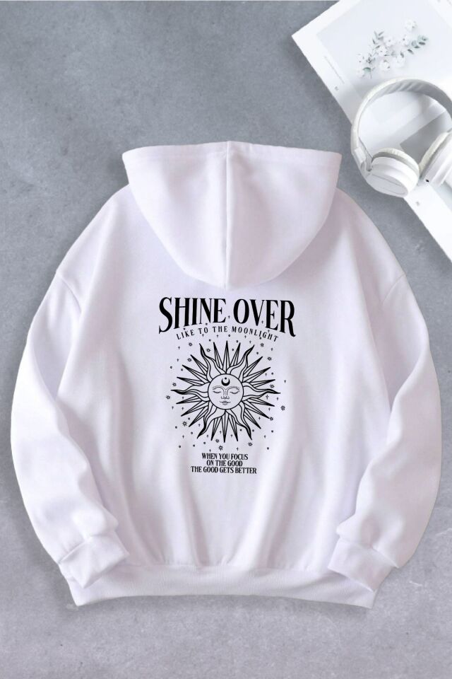 Unisex Kadın Erkek Skymoon Baskılı Oversize Sweatshirt 2İPLİK