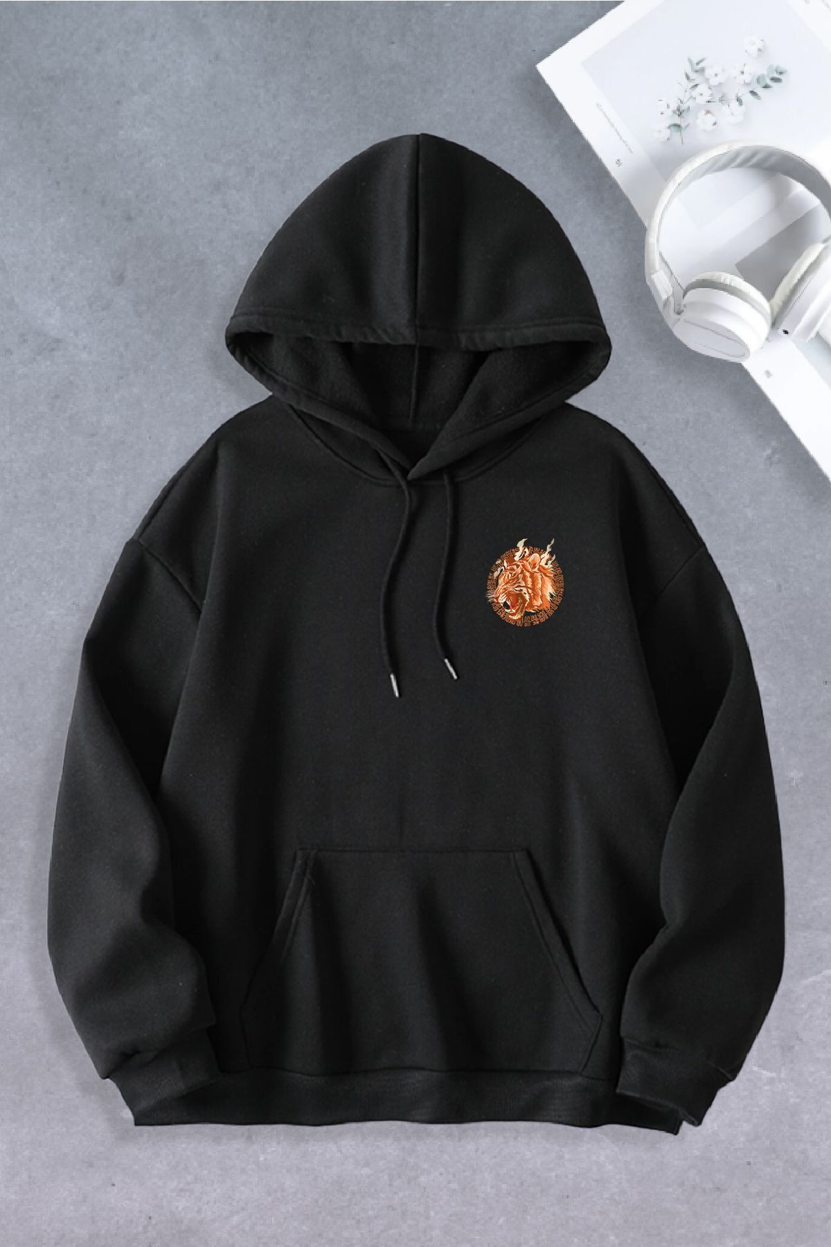 Unisex Kadın Erkek Tiger Baskılı Oversize Sweatshirt 2 İPLİK