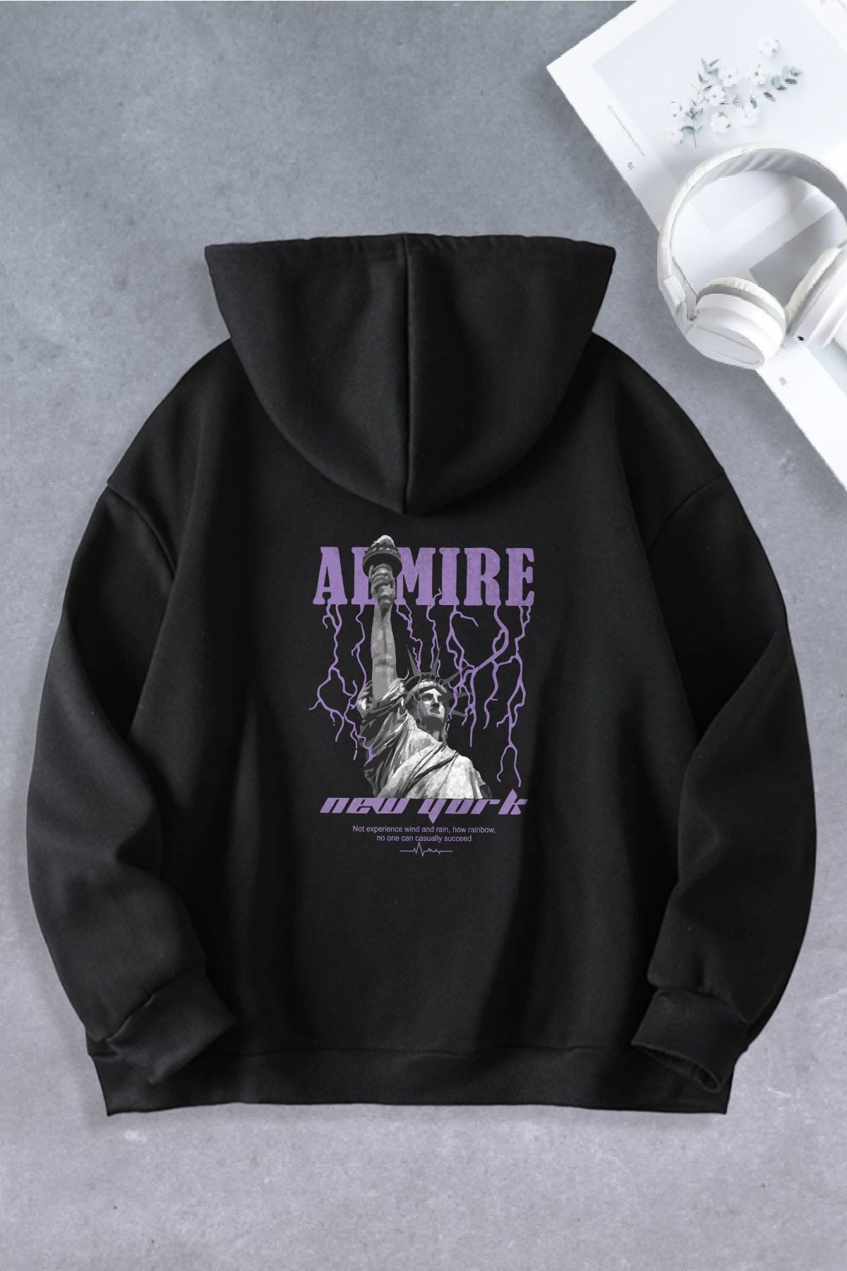 Unisex Kadın Erkek NewYork Şimşek Modeli Oversize Sweatshirt 2 İPLİK