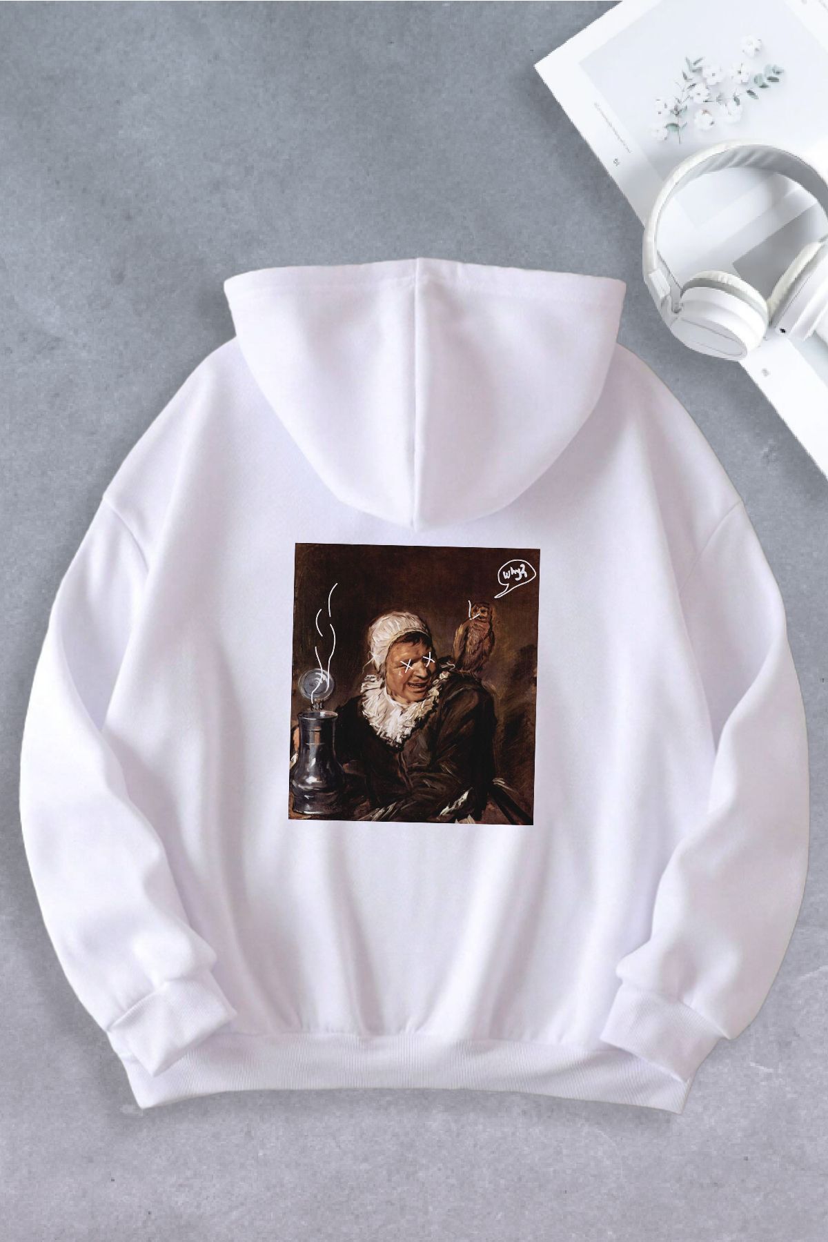 Unisex Kadın Erkek Why Baskılı Oversize Sweatshirt 2 İPLİK