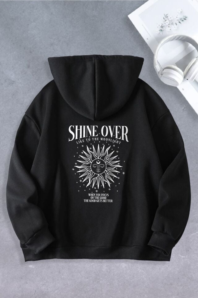 Unisex Kadın Erkek Skymoon Baskılı Oversize Sweatshirt