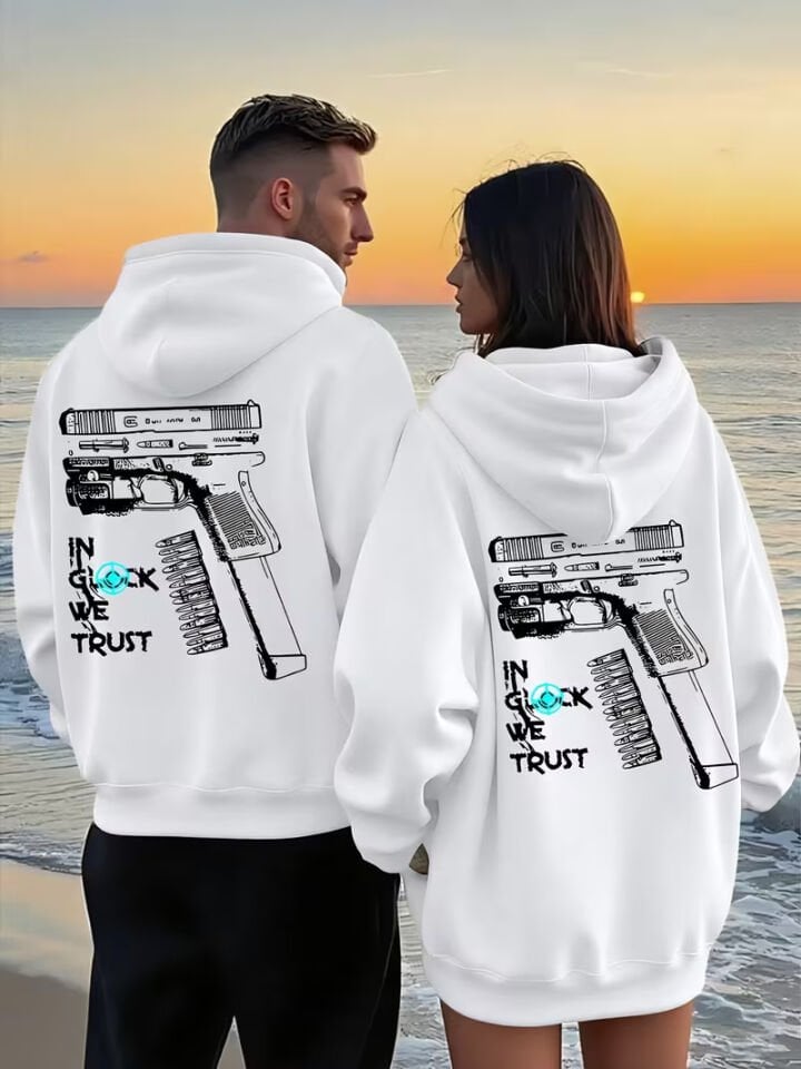Glock Grafik Baskılı Hoodie – Sokak Modası Unisex Kapüşonlu Sweatshirt Oversize