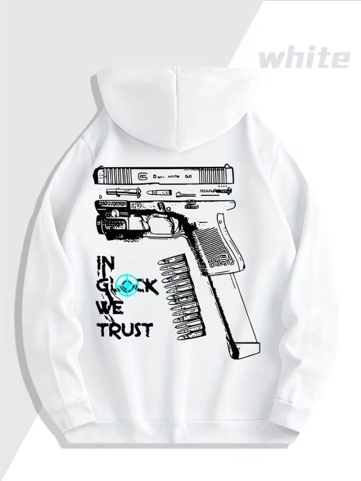Glock Grafik Baskılı Hoodie – Sokak Modası Unisex Kapüşonlu Sweatshirt Oversize