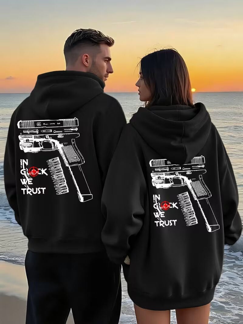Glock Grafik Baskılı Hoodie – Sokak Modası Unisex Kapüşonlu Sweatshirt Oversize