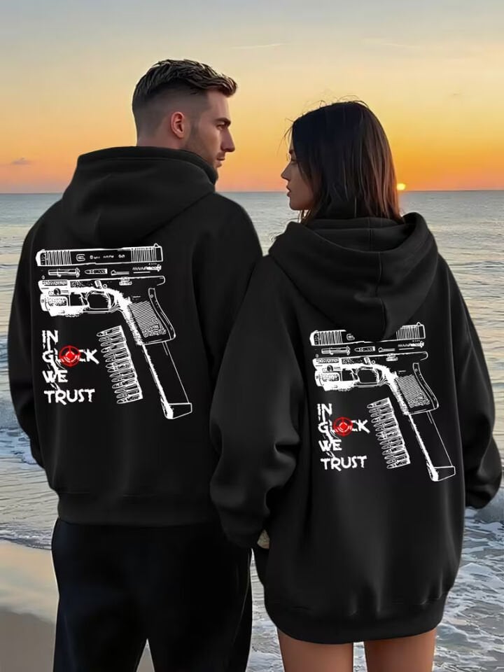 Glock Grafik Baskılı Hoodie – Sokak Modası Unisex Kapüşonlu Sweatshirt Oversize