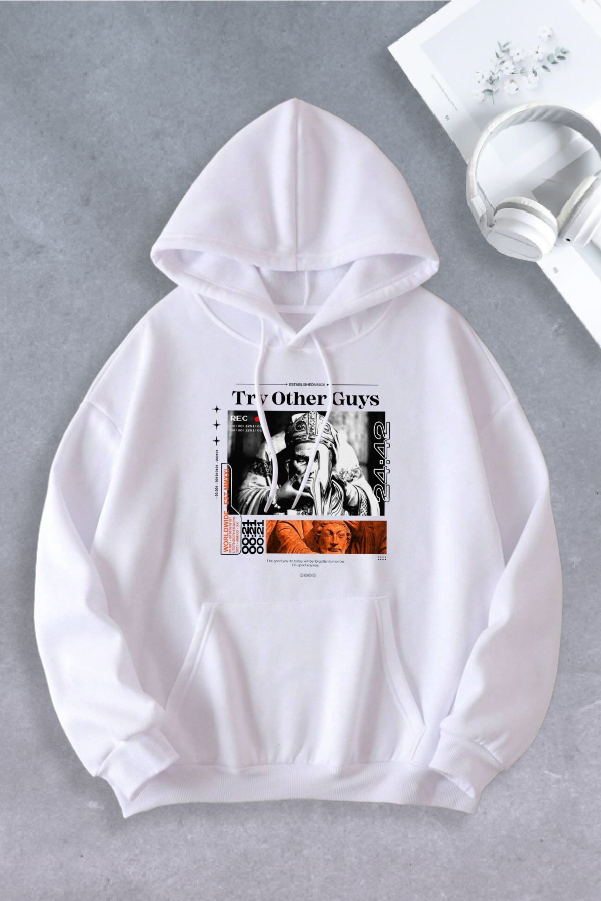 Unisex Kadın Erkek Try Othet Guys Baskılı Oversize Sweatshirt