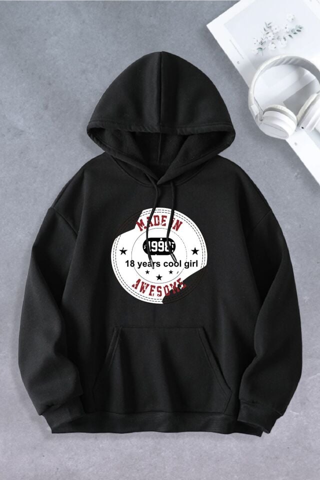 Unisex Kadın Erkek 18 years cool girl baskılı sweatshirt