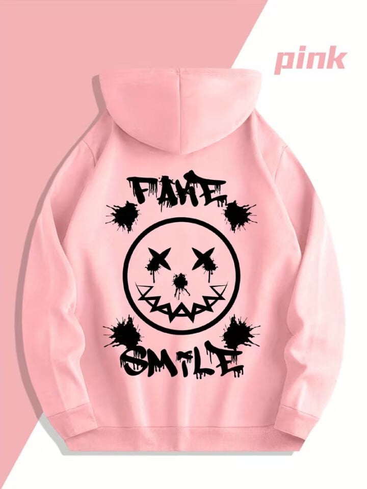 Sevgili Çift Kombin Fake Baskılı Kapüşonlu Sweatshirt 2’li Set | Unisex Oversize Hoodie 3 İplik