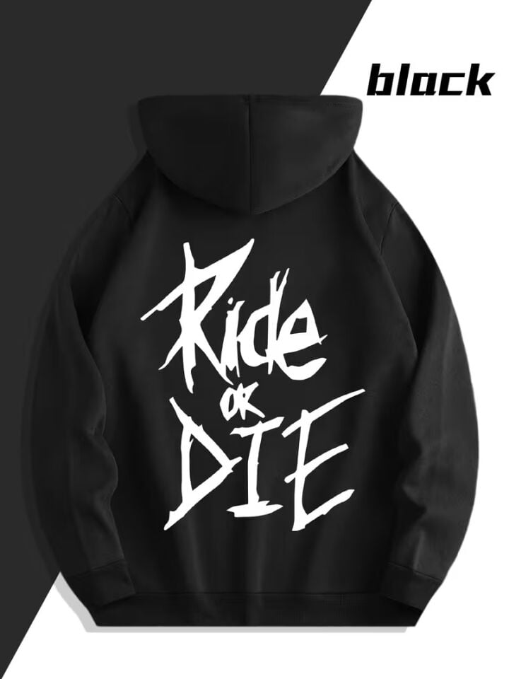 Ride Or Die Siyah Hoodie – Oversize Unisex Kapüşonlu Sweatshirt 2'li Set | NEVERMIND
