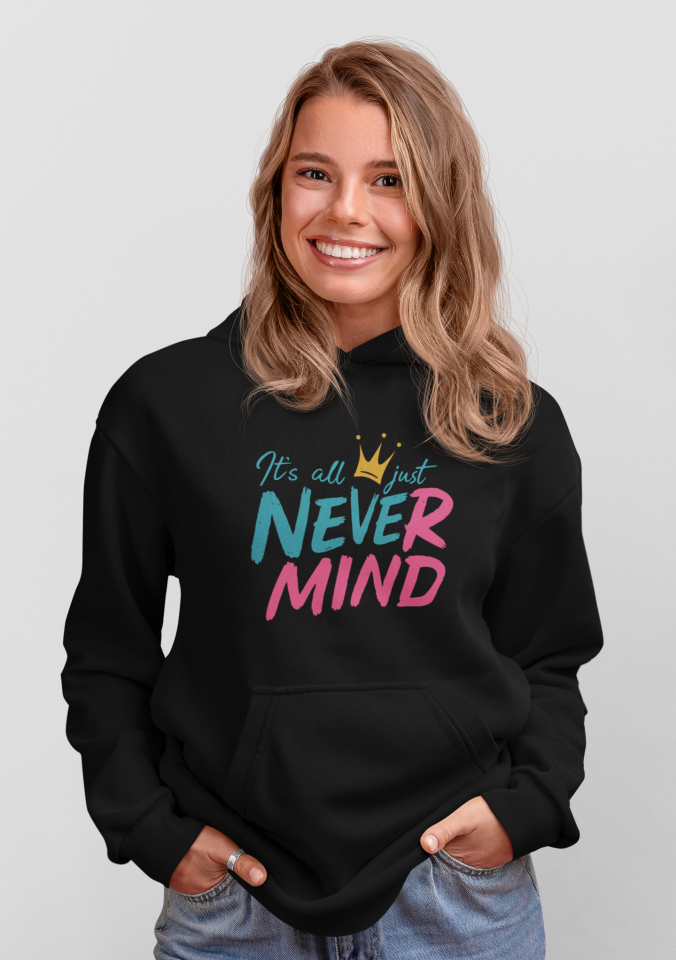 Oversize Kapüşonlu Hoodie - Unisex Just Baskılı Sweatshirt Streetwear Tarz