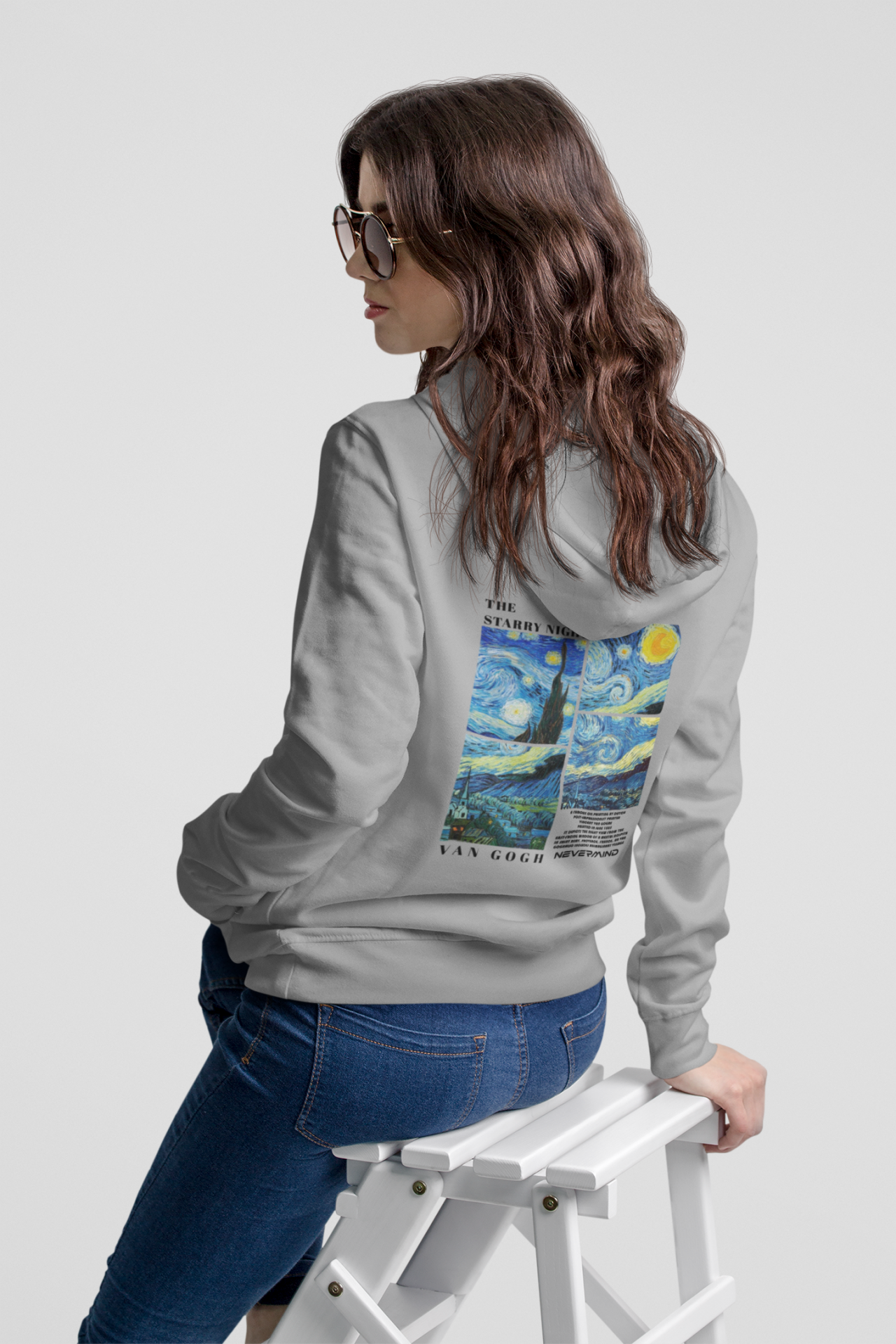 Unisex Oversize Hoodie – Van Gogh Starry Night Baskılı Kapüşonlu Sweatshirt, Rahat Kalıp