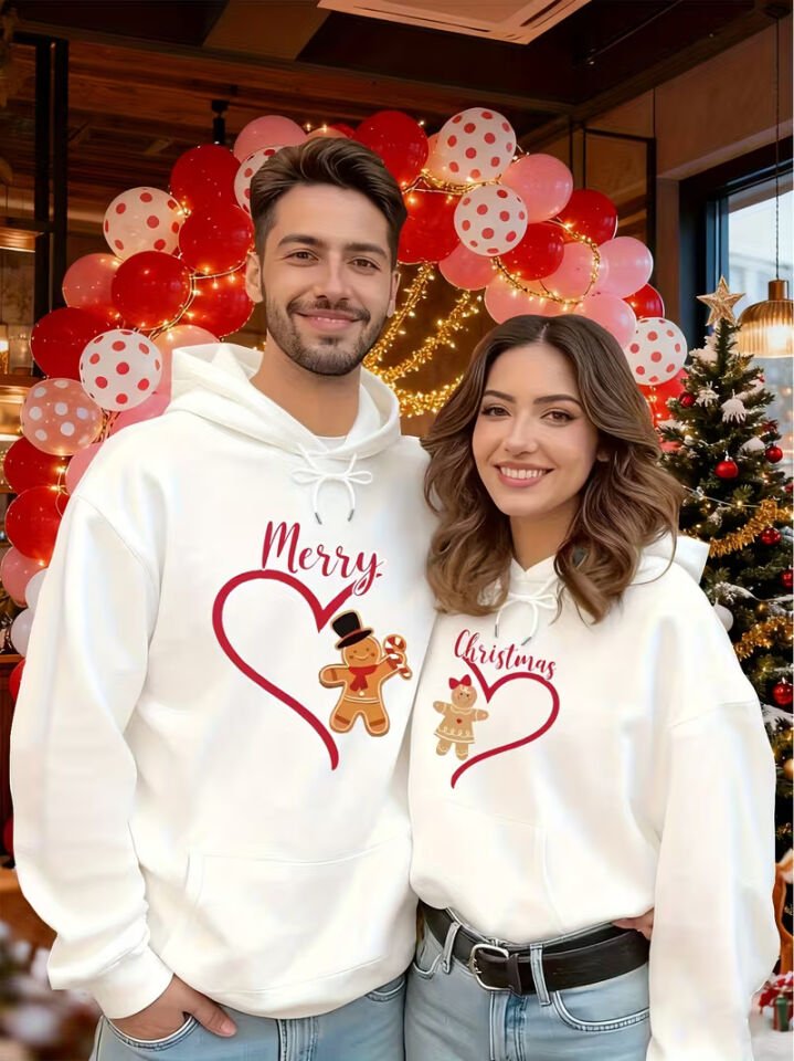 Sevgili Kombini Hoodie – Merry Christmas Baskılı Çift Kapüşonlu Sweatshirt Unisex