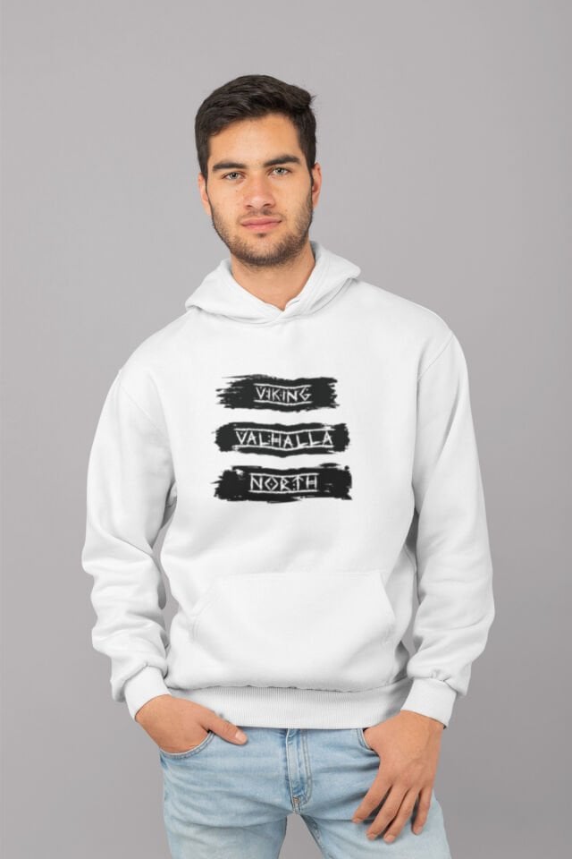 Viking Valhalla North Kapüşonlu Sweatshirt – Erkek Unisex Hoodie