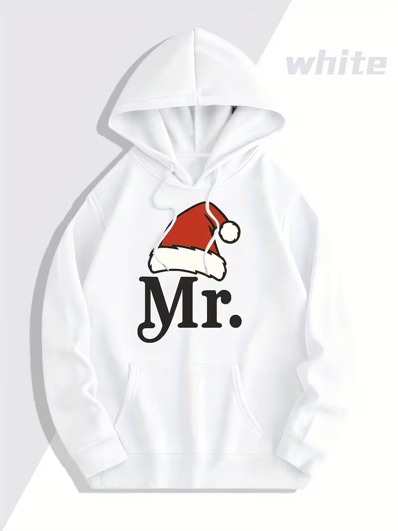 Mr Mrs Çift Hoodie – Noel Şapkalı Sevgili Kombin Kapüşonlu Sweatshirt