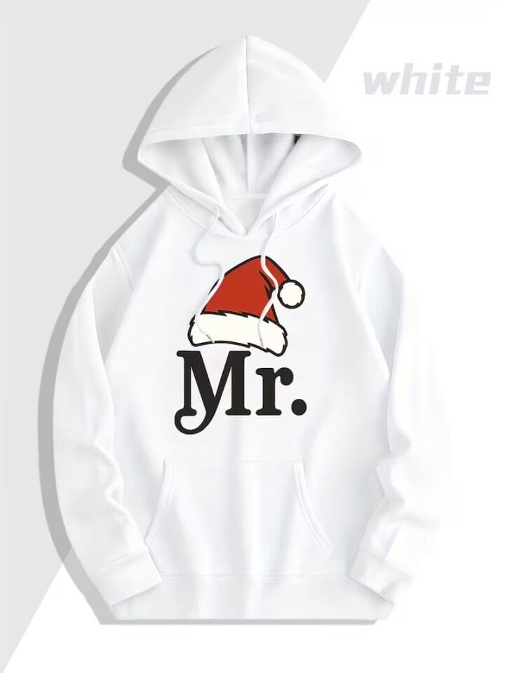 Mr Mrs Çift Hoodie – Noel Şapkalı Sevgili Kombin Kapüşonlu Sweatshirt