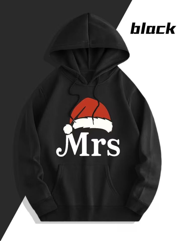 Mr Mrs Çift Hoodie – Noel Şapkalı Sevgili Kombin Kapüşonlu Sweatshirt