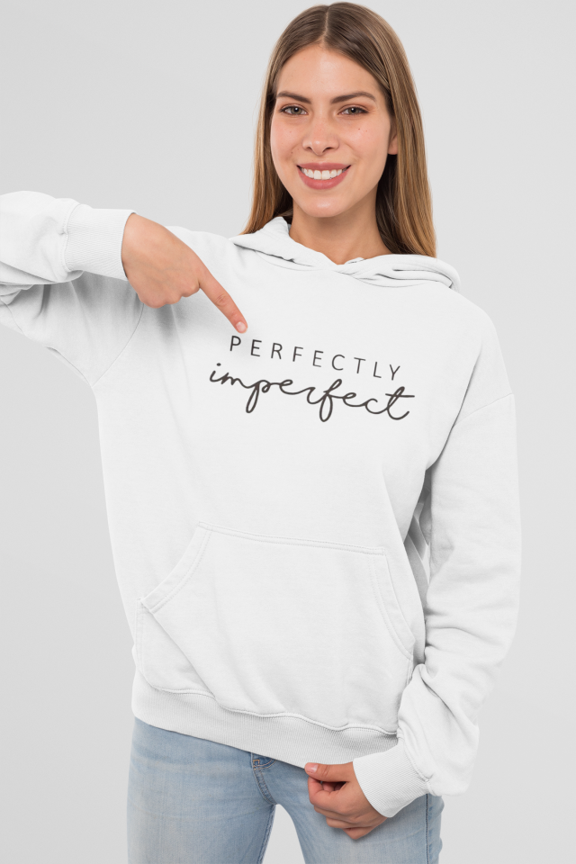 Kadın Kapüşonlu Sweatshirt – Perfectly Imperfect Yazılı Oversize Hoodie