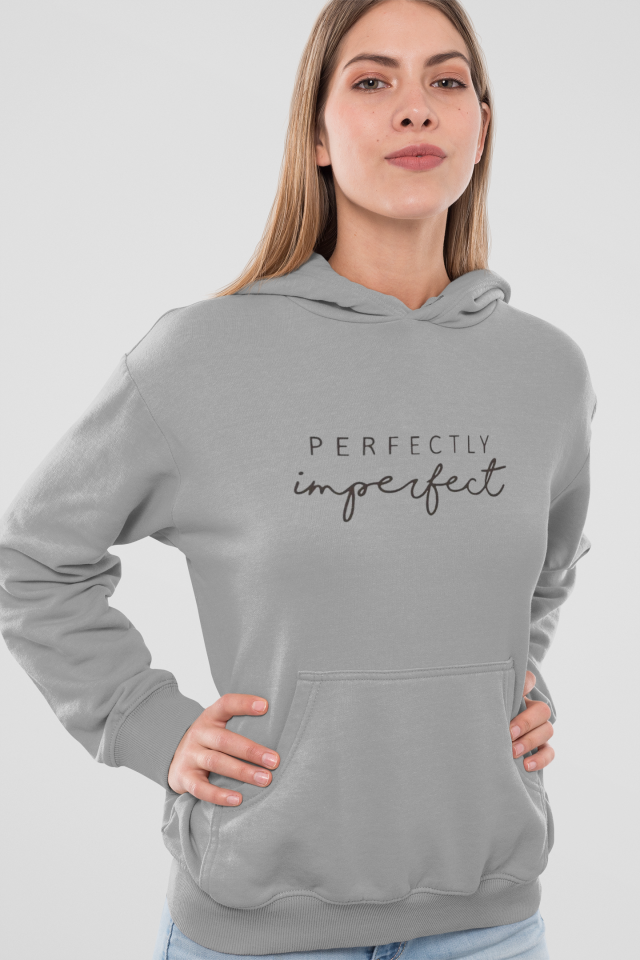 Kadın Kapüşonlu Sweatshirt – Perfectly Imperfect Yazılı Oversize Hoodie