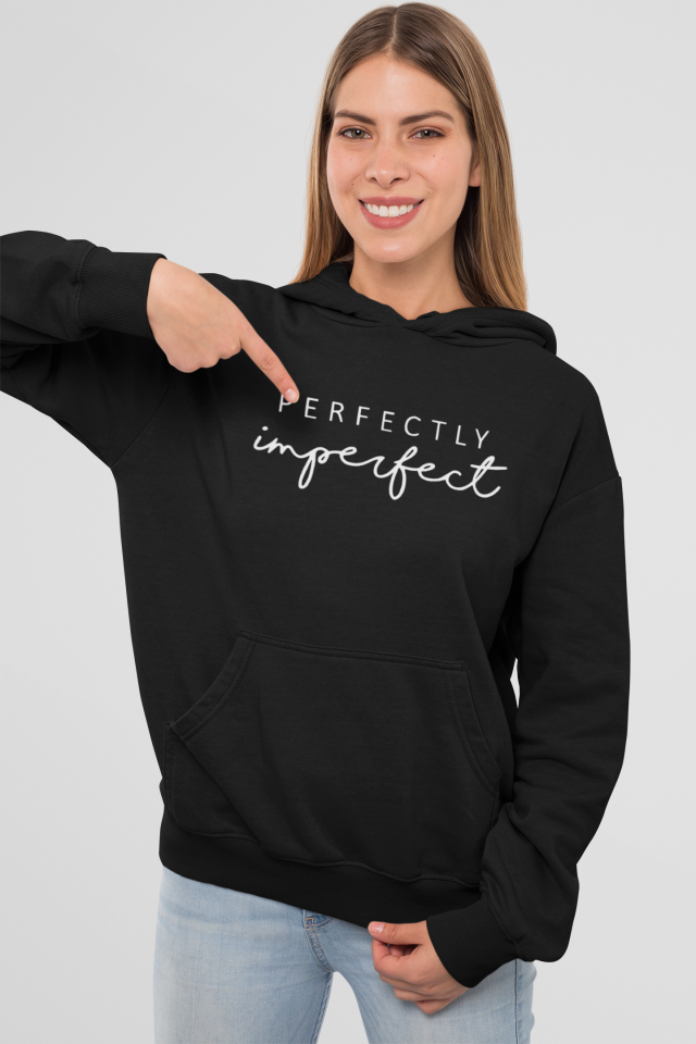 Kadın Kapüşonlu Sweatshirt – Perfectly Imperfect Yazılı Oversize Hoodie