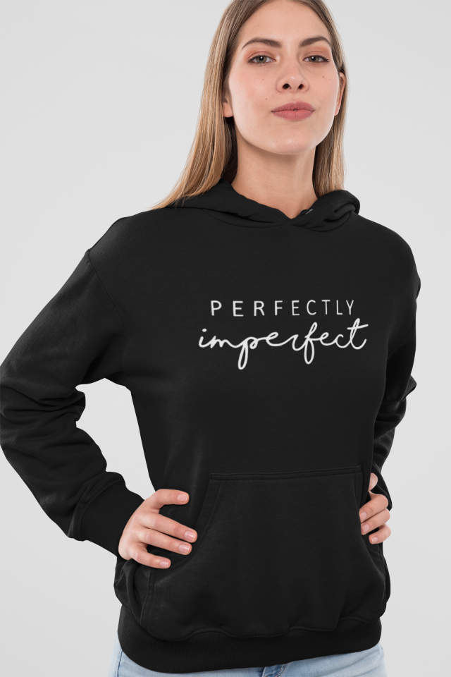 Kadın Kapüşonlu Sweatshirt – Perfectly Imperfect Yazılı Oversize Hoodie