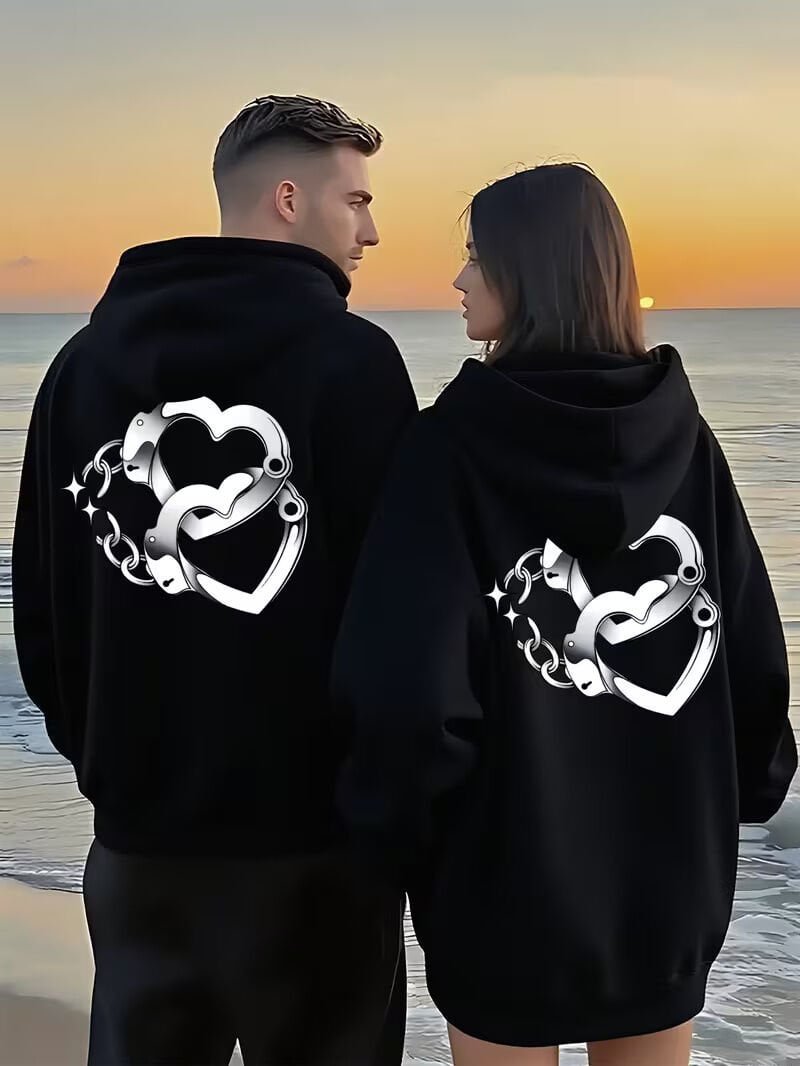 Sevgili Çift Kombin Kapüşonlu Sweatshirt – Forever&Together Baskılı Çift Hoodie Unisex 2'li Set