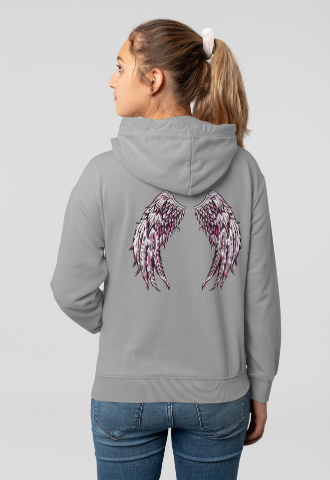 Minimalist Melek Kanadı Tasarım Hoodie, Pamuklu Kumaş, Şık ve Rahat Kapüşonlu Sweatshirt