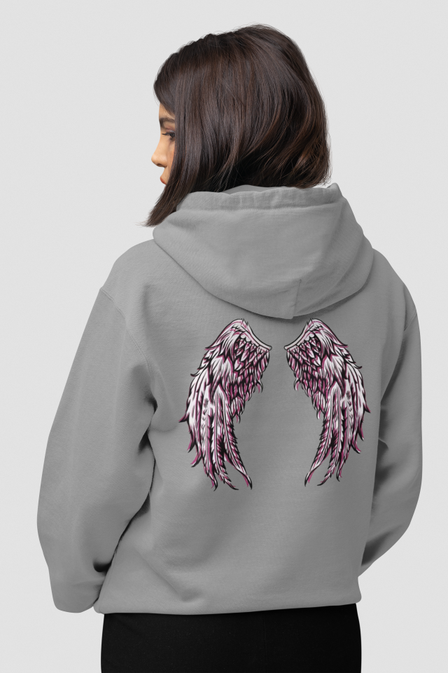 Minimalist Melek Kanadı Tasarım Hoodie, Pamuklu Kumaş, Şık ve Rahat Kapüşonlu Sweatshirt